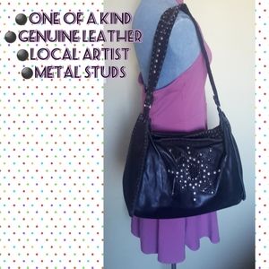 REDUCED!SUPERB!Alligator  Calf skin  Studded  Shoulderbag